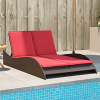 vidaXL Solsäng med dynor brun 114x205x73 cm konstrotting