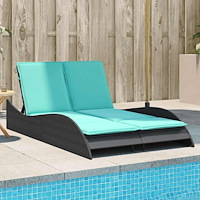 vidaXL Solsäng med dynor svart 114x205x73 cm konstrotting