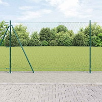vidaXL Staket med stolpar Grön 1.4 x 25 m PVC-belagd stål