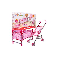 Ramiz Tillbehörsset för babydockor 3+ Babyvård + Barnvagn + Matsto...