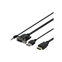 Deltaco DELTACO HDMI-kabel - HDMI/VGA/ljud/USB - 2 m