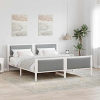 vidaXL Sängram med huvudgavel Ljusgrå 180 x 200 cm tyg