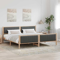 vidaXL Sängram brun och mörkgrå 200 x 200 cm Massiv furu
