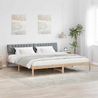 vidaXL Sängram Brun och ljusgrå 200 x 200 cm Massiv furu