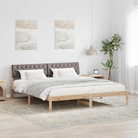 vidaXL Sängram med huvudgavel Brun och taupe 180 x 200 cm Massiv furu
