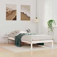 vidaXL Sängram med sidobord Vit 80 x 210 cm Massiv furu