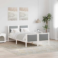 vidaXL Sängram med huvudgavel Ljusgrå 120 x 200 cm tyg