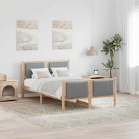 vidaXL Sängram Brun och ljusgrå 120 x 190 cm Massiv furu