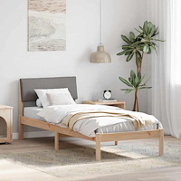 vidaXL Sängram med huvudgavel Brun och taupe 80 x 200 cm Massiv furu