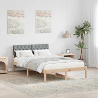 vidaXL Sängram Brun och ljusgrå 120 x 200 cm Massiv furu