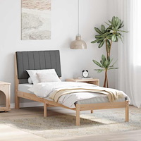 vidaXL Sängram med huvudgavel Brun 75 x 190 cm Massiv furu