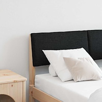 vidaXL Klädd sänggavel Svart 120 cm Massiv furu