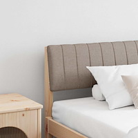 vidaXL Klädd sänggavel Taupe 200 cm Massiv furu