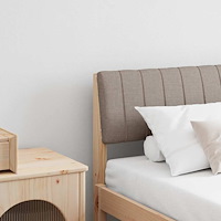 vidaXL Klädd sänggavel Taupe 180 cm Massiv furu