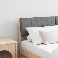 vidaXL Klädd sänggavel Mörkgrå 140 cm Massiv furu