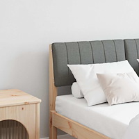 vidaXL Klädd sänggavel Mörkgrå 120 cm Massiv furu