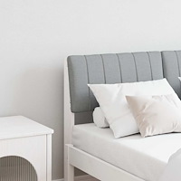 vidaXL Klädd sänggavel Ljusgrå 120 cm Massiv furu