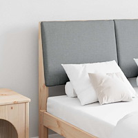 vidaXL Klädd sänggavel Ljusgrå 120 cm Massiv furu