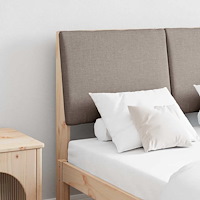 vidaXL Klädd sänggavel Taupe 120 cm Massiv furu