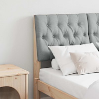 vidaXL Klädd sänggavel Ljusgrå 120 cm Massiv furu