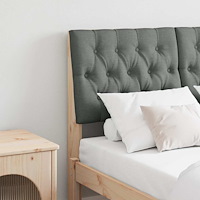 vidaXL Klädd sänggavel Mörkgrå 120 cm Massiv furu