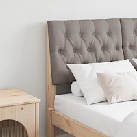 vidaXL Klädd sänggavel Taupe 120 cm Massiv furu