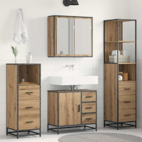 vidaXL Badrumsmöbelset med låda 4 pcs artisan ek Konstruerat trä