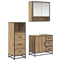 vidaXL Badrumsmöbelset med låda 3 pcs artisan ek Konstruerat trä