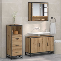 vidaXL Badrumsmöbelset med låda 3 pcs artisan ek Konstruerat trä