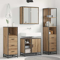 vidaXL Badrumsmöbelset med låda 4 pcs artisan ek Konstruerat trä