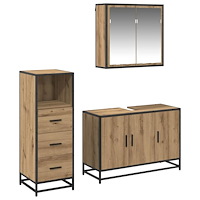 vidaXL Badrumsmöbelset med låda 3 pcs artisan ek Konstruerat trä