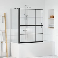 vidaXL Duschskärm för Bad Svart och transparent 100 x 67 x 129.5 cm
