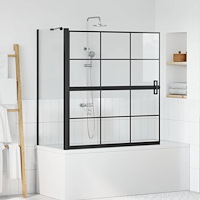 vidaXL Duschskärm för Bad Svart och transparent 116 x 67 x 129.5 cm