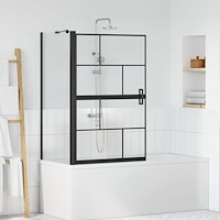 vidaXL Duschskärm för Bad Svart och transparent 80 x 67 x 129.5 cm