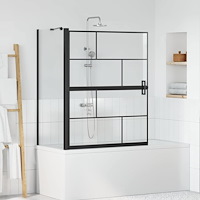 vidaXL Duschskärm för Bad Svart och transparent 100 x 67 x 129.5 cm