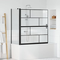 vidaXL Duschskärm för Bad Svart och transparent 116 x 67 x 129.5 cm
