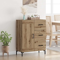 vidaXL Sideboard med låda artisan ek 69.5 x 34 x 90 cm Konstruerat trä