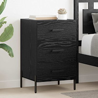 vidaXL Nattduksbord med låda Svart ek 40 x 40 x 66 cm Konstruerat trä