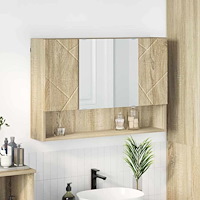 vidaXL Badrumsspegelskåp Sonoma ek 80 x 17 x 55 cm Konstruerat trä