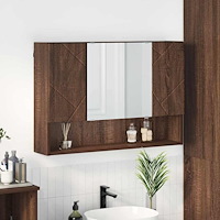 vidaXL Badrumsspegelskåp brun ek 80 x 17 x 55 cm Konstruerat trä