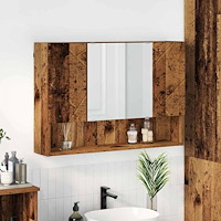 vidaXL Badrumsspegelskåp Gammalt trä 80 x 17 x 55 cm Konstruerat trä