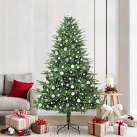 vidaXL Konstgjord förbelyst julgran med kulset Grön 210 cm PVC och PE