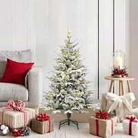 vidaXL Konstgjord förbelyst julgran med kulset Grön 120 cm PVC och PE