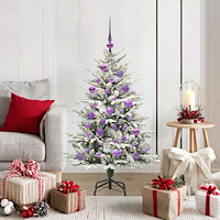 vidaXL Konstgjord förbelyst julgran med kulset Grön 120 cm PVC och PE