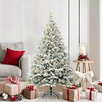 vidaXL Konstgjord förbelyst julgran med kulset Grön 150 cm PVC och PE