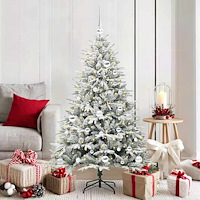 vidaXL Konstgjord förbelyst julgran med kulset Grön 150 cm PVC och PE