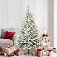 vidaXL Konstgjord förbelyst julgran med kulset Grön 180 cm PVC och PE