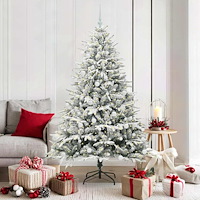 vidaXL Konstgjord förbelyst julgran med kulset Grön 180 cm PVC och PE