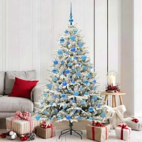 vidaXL Konstgjord förbelyst julgran med kulset Grön 180 cm PVC och PE