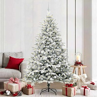 vidaXL Konstgjord förbelyst julgran med kulset Grön 210 cm PVC och PE